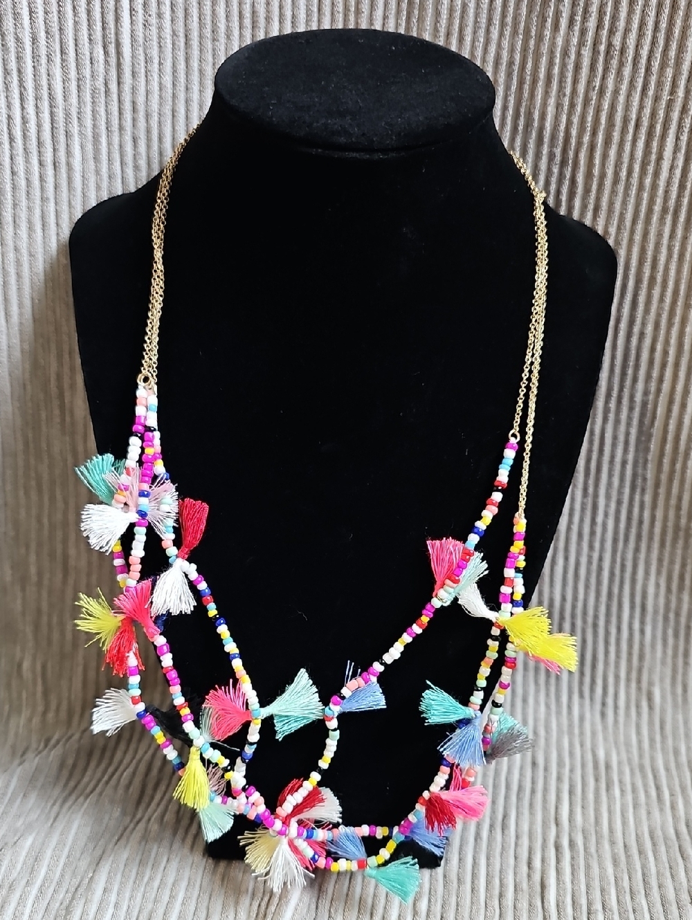 Plunder Multicolor Beaded Tassel Statement Necklace - Women Jewelry